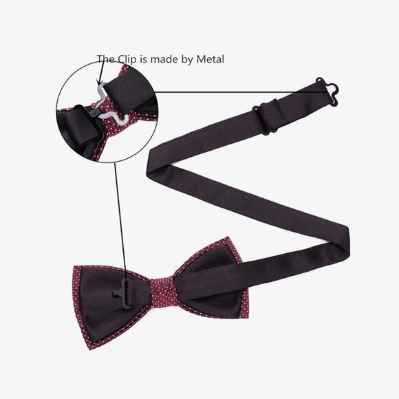 Elegant Bow Tie Bowtie Polyester Maroon Brown Cream Stripes - Picture 3 of 4